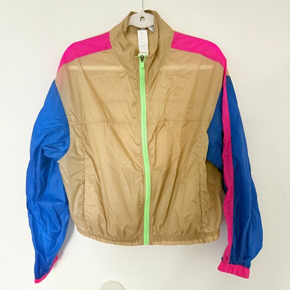 Fabletics Payton Woven Cedar Multi Jacket Lightweight Color-Blocked Zip Jacket M - Picture 2 of 10